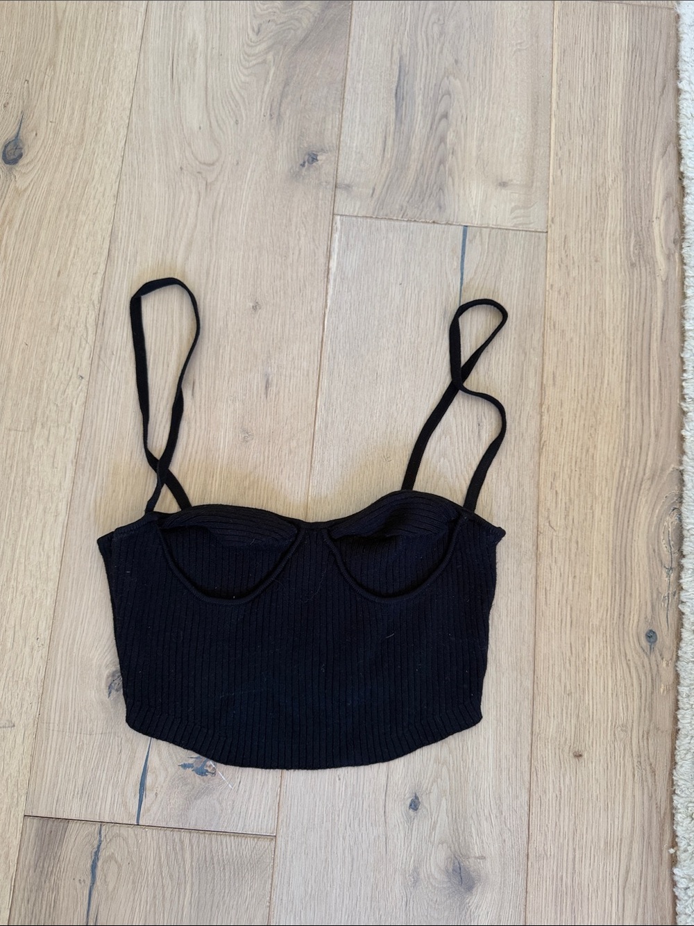 Urban Outfitters Black Ribbed Crop Bustier Top
